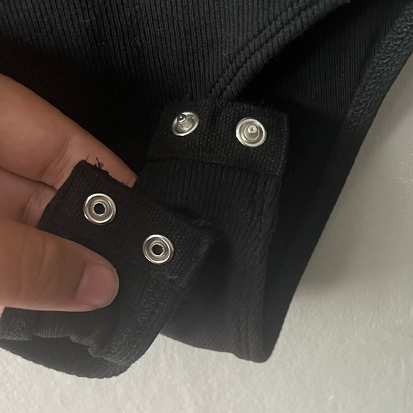 Zara Black Ribbed Ruffle Sleeve Bodysuit Size Small - Picture 7 of 7